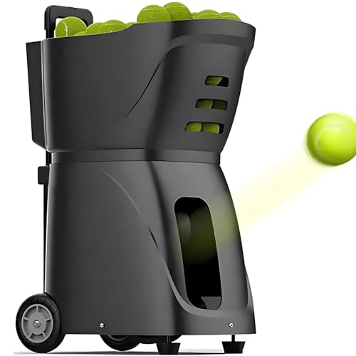 Tennisballmaschine Tragbarer automatischer Ballwerfer Tennis-Übungsausrüstung Fortgeschrittener Tennistrainer mit Lithiumbatterie und Fernbedienungsausrüstung für Solo-Trainingssportarten von LJCSSD