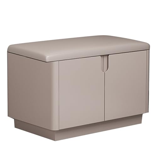 LJCYUAN Schuhaufbewahrungsbank mit Kissen, Eingangsbank mit Aufbewahrung, Schuhregal-Organisator mit verstellbaren Regalen(Cream Khaki,60x35x42cm) von LJCYUAN