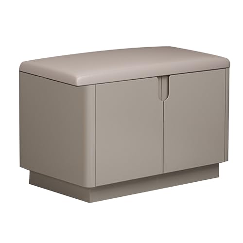 LJCYUAN Schuhaufbewahrungsbank mit Kissen, Eingangsbank mit Aufbewahrung, Schuhregal-Organisator mit verstellbaren Regalen(Khaki,60x35x42cm) von LJCYUAN