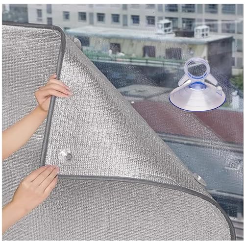 Anti-UV Verdunkelungsfolie, Aluminisierte Fensterfolie mit Saugnapf, Hitzeschutz Reflektion Sonnenschutzfolie, 40 50 60 80 90 100 110 120 130 160 cm B Sichtschutz für Büro und Auto(110 x 140cm) von LJDJRHXH