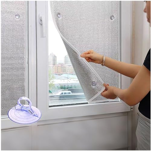 Fensterfolie Isolierfolie, Reflektierende Dämmfolie Mit Saugnapf, 50 60 80 90 100 120 cm B Aluminium Sonnenschutzfolie Für Fenster Innen Oder Außen, Sichtschutz Und Hitzereduzierung(100cmx110cm) von LJDJRHXH