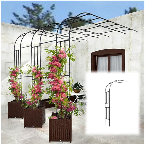 Metall Gartenbogen Rosen Torbogen Rankhilfe, Halbbogen Für Kletterpflanzen, 0.6 1.2 1.5 1.8 2.0 2.4 2.5 2.6 2.7 3.0 m Stabiles Rankbogen Rankgitter Rosenspalier, Terrasse Dekor(WxH 2.4x2.4 m) von LJDJRHXH
