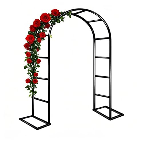 Rosenbogen Aus Metall Breit 1.4 2.0 2.4 3.0 m, Gartenbogen Rankhilfe Stabil, Rankbogen Rankgitter Mit Basis, Torbogen Pergola Rosenspalier Für Kletterpflanzen, Hochzeit Dekor(Schwarz,B3.0 x H2.2 m) von LJDJRHXH