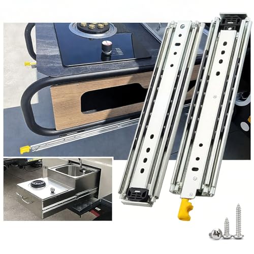 Schubladenauszug Schwerlast mit Vollauszug, 220kg Belastbarkeit, 300 350 400 500 650 900 1000 1200 1400 mm Soft-Close Schubladenschienen, Kugelführung für Küchen- und Arbeitsmöbel(1250mm) von LJDJRHXH
