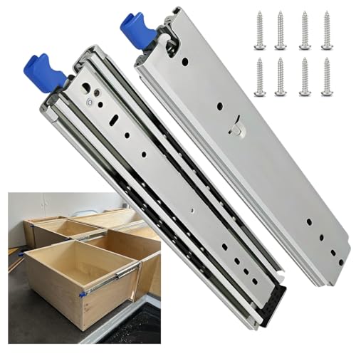 Schwerlast-Schubladenführung mit Verriegelung, 220kg Traglast, Industrie-Schubladenschienen, 250 300 400 500 600 800 1000 1400 2000 mm kugelgelagerte Stahlauszüge, sichere Arretierung(2000mm) von LJDJRHXH