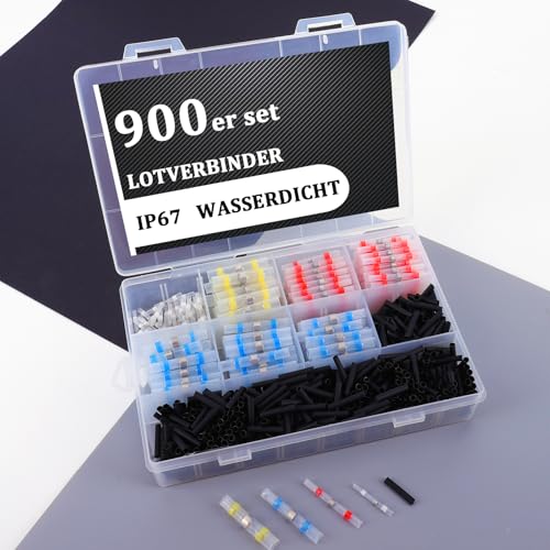 900er Set Lötverbinder mit Schrumpfschlauch,Kabelverbinder Wasserdicht, 5 types Wärmeschrumpf Stoßverbinder Schmelzverbinder Geschweißte Connector Kit für Automobil, Marine, Boot, Motorrad 900er Set Lötverbinder mit Schrumpfschlauch,Kabelverbinder Wasserdicht, 5 types Wärmeschrumpf Stoßverbinder Schmelzverbinder Geschweißte Connector Kit für Automobil, Marine, Boot, Motorrad von LJEC