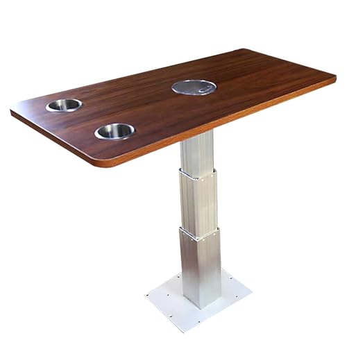 Wohnmobiltisch, Anhebbarer Bootstisch, Camper Ponton Schreibtisch, Einziehbarer Ständer aus Aluminiumlegierung für Wohnmobil, Home Office, Schlafzimmer oder Küche, 13-30 Zoll höhenverstellbar(Brown) von LJFDXD