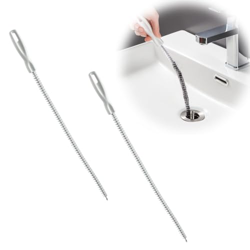 2er-Pack Kanalreinigungsbürsten, flexible Abflussreinigungsbürsten, Rohrreiniger, Entwirrer, Küchenabflussreinigungsbürsten, Badezimmer, entfernt lange Haare, 45 cm (2er-Pack) von LJFEA