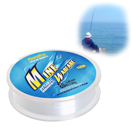 LJFEA Angelschnur 100M Angelschnur transparent,Nylonfaden Fishing line Nylonfaden transparent reißfest Angelschnüre Angelsehne extra stark Angelleine Angel Schnur.(8.0Typ-0.45mm/100M) von LJFEA