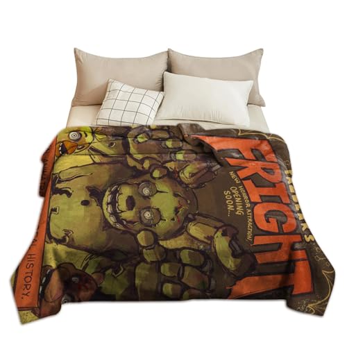 LJFIWY FNAF Decke, Fazbear's Piazzaria Plüschdecke, FNAF-Zubehör, FNAF-Geschenk für Kinder und Erwachsene (Typ 2, 80 x 120 cm) von LJFIWY