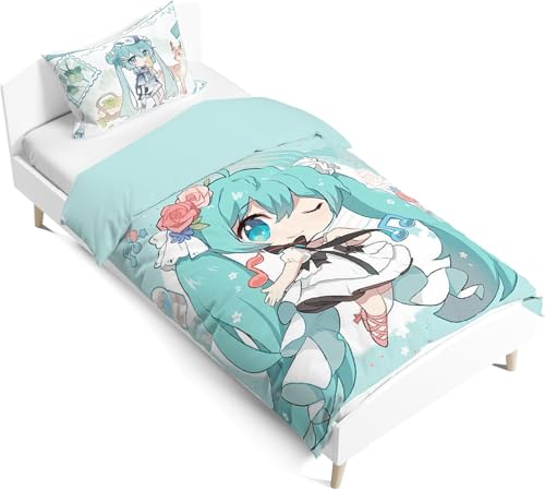 LJFIWY Miku Bedding 2-teiliger Anime-Miku-Bettbezug mit 1 × Kissenbezug, niedliche Miku-Figur, bedruckte Bettwäsche, 135 x 200 cm, für Einzelbett, Kinder, Jungen, Mädchen, Bettbezüge für Schlafzimmer LJFIWY Miku Bedding 2-teiliger Anime-Miku-Bettbezug mit 1 × Kissenbezug, niedliche Miku-Figur, bedruckte Bettwäsche, 135 x 200 cm, für Einzelbett, Kinder, Jungen, Mädchen, Bettbezüge für Schlafzimmer von LJFIWY