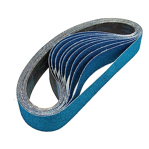 LJFMDLN Schleifbänder, 915 x 100 mm, Blau, Zirkonium, Korund, Schleifbänder für Metallbearbeitungsschleifer, Zubehör, 10 Stück (Farbe: 400#) von LJFMDLN