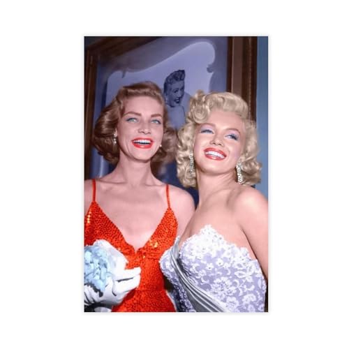 LJHFAOA Lauren Bacall und Marilyn Monroe Poster (1) Leinwandposter Wandkunst Dekor Druck Gemälde für Wohnzimmer Schlafzimmer Dekoration 50 x 75 cm von LJHFAOA