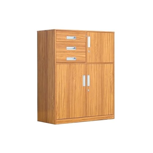 Dokumente Multifunktionaler Büro-Aktenschrank mit Schloss, großes Fassungsvermögen, DREI Schubladen, Aktendatenspeicherschrank, 1 Eisen-Haushaltsspeicherschrank für Schule(Natural) von LJHFG63KUYT