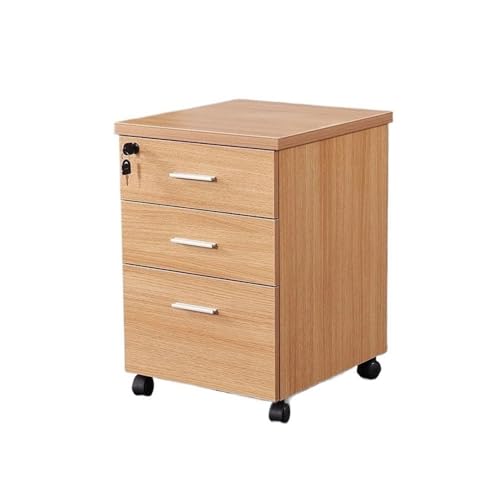 Dokumente Vom Boden bis zur Decke reichender mobiler Aktenschrank aus Holz, einfacher, moderner kurzer Aufbewahrungsschrank mit Schloss und DREI Schubladen für Schule(Natural) von LJHFG63KUYT