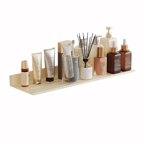 Halterung Schwebende Badezimmerregale, Duschregal aus Aluminium ohne Bohren mit Rand und Abflusslöchern, an der Wand montiertes Präsentationsregal for Wohnzimmer, Badezimmer und Küche für Küche(Milk w von LJHFG63KUYT