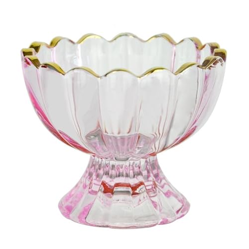 LJHFG63KUYT Butterschale Butterdose aus Glas in Blumenform for die Küche, Eisbecher, Dessertteller Multi-Funktion(Pink) von LJHFG63KUYT