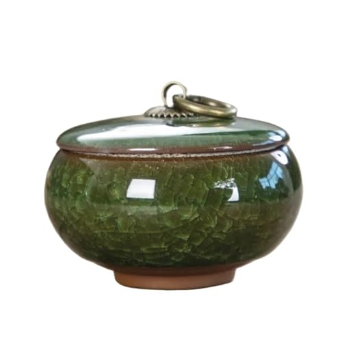 LJHFG63KUYT Butterschale Kreative Crack Keramik Mini Teedose Haushalt Tragbares Vorratsglas mit Deckel Kosmetik Schmuck Aufbewahrungsbox Geschenk Home Decoration Multi-Funktion(Green) von LJHFG63KUYT
