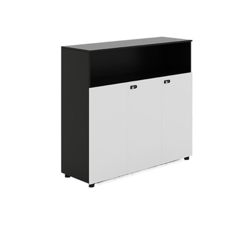LJHFG63KUYT Dokumente Büro DREI Türen mit Partition Lagerung Niedrigen Schrank Datei Holz mit Schloss Lagerung Daten Weiß + Schwarz für Schule von LJHFG63KUYT
