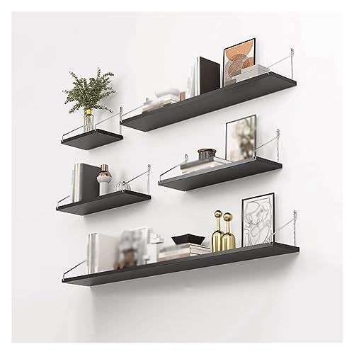 LJHFG63KUYT Halterung 5-teiliges Wandregal Wandregale dekorative Trennwände Bücherregale ohne Löcher an der Wand Lagerregale Wandlagerregale für Küche(Schwarz) von LJHFG63KUYT