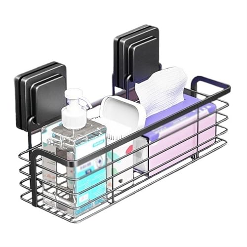LJHFG63KUYT Halterung Duschcaddy, selbstklebendes Duschregal for Aufhängen, Duschregale aus Edelstahl, an der Wand montierter Aufbewahrungskorb ohne Bohren for Badezimmer und Küche für Küche(Schwarz) von LJHFG63KUYT