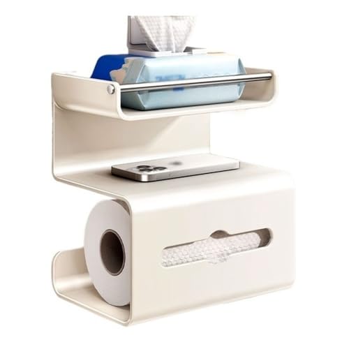LJHFG63KUYT Halterung Toilettenpapierhalter zur Wandmontage, 3-stufiger multifunktionaler Toilettenpapierhalter mit Aufbewahrung, Toilettenpapierspender aus Karbonstahl ohne Bohren für Küche von LJHFG63KUYT