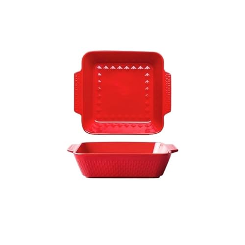 LJHFG63KUYT Lasagneform 1500 ml Backschüssel, Käse-Reis-Backblech, großes Backblech aus Haushaltskeramik mit doppeltem rechteckigem Ohr for die Mikrowelle Stapelbares von LJHFG63KUYT