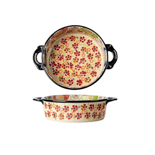 LJHFG63KUYT Lasagneform 880ML Runde Doppelohr-Vintage-Backform Multifunktionsofen-Auflaufform Keramik-Backform Stapelbares LJHFG63KUYT Lasagneform 880ML Runde Doppelohr-Vintage-Backform Multifunktionsofen-Auflaufform Keramik-Backform Stapelbares von LJHFG63KUYT