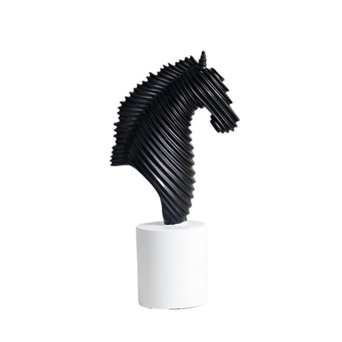 LJHFG63KUYT Moderne Abstrakte Kunst Pferdekopf-Ornamente Schwarz-Weiß-Licht Luxus Modern Sense Eingang Wohnzimmer Arbeitszimmer Dekoration für Büro(Schwarz) von LJHFG63KUYT