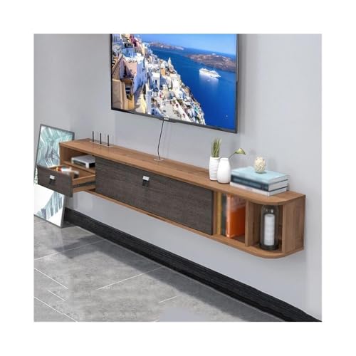 LJHFG63KUYT Praktisch Schwebende TV-Einheit, wandmontierter TV-Schrank, schwebende Regale mit Tür for Wohnzimmer und Büro Fernsehschrank(Bruin,Groß) von LJHFG63KUYT