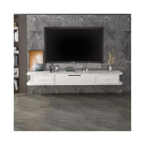 LJHFG63KUYT Praktisch Schwebender TV-Ständer zur Wandmontage, Entertainment-Center, Medienwandeinheiten mit 3 Türen, Wohnmöbel Fernsehschrank(Weiß,200x23x20cm) von LJHFG63KUYT