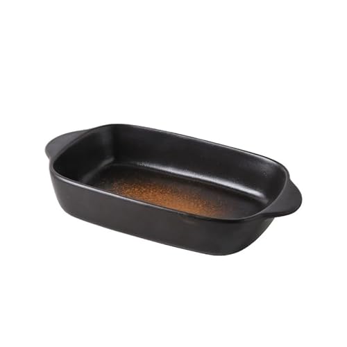 Lasagneform 700ML Käse Gebacken Reis Tablett Haushalt Keramik Backofen Mikrowelle Backblech Küche Utensilien Stapelbares(Red) von LJHFG63KUYT