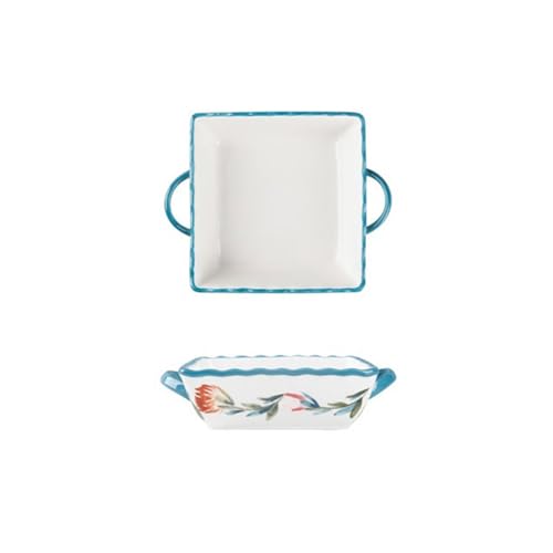 Lasagneform Auflaufform Quadratische Doppelohr-Backform Reisschüssel Haushalts-Western-Lebensmittelplatte Ofen Spezialgerichte Gerichte Gemüseplatte Stapelbares(Light blue) von LJHFG63KUYT