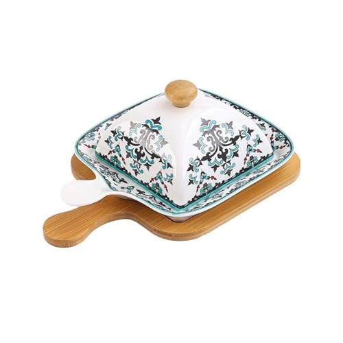 Lasagneform Gebackener Reisteller, Mikrowellenherd-Teller mit Deckel, Keramik-Backform, Käseteller, Butterdose, kommerzielle Teller Stapelbares(Green) von LJHFG63KUYT