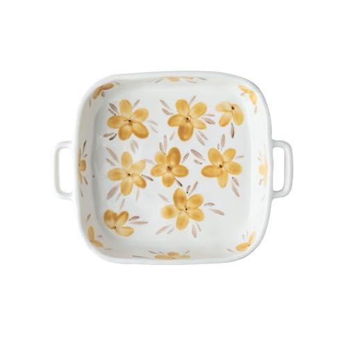Lasagneform Handbemalte Blumen Keramik Quadratische Backform Anti-verbrühung Doppel Ohr Backform Mikrowellengeeignet Stapelbares von LJHFG63KUYT