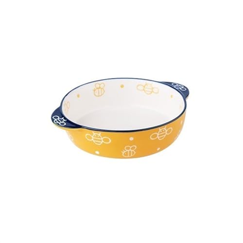 Lasagneform Haushalts-Essteller, Gemüseteller, Backform, schöne handbemalte Platte, Doppelohrschale, Keramik, gebackener Reisteller Stapelbares(400ml) von LJHFG63KUYT