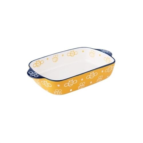 Lasagneform Haushalts-Essteller, Gemüseteller, Backform, schöne handbemalte Platte, Doppelohrschale, Keramik, gebackener Reisteller Stapelbares(550ml) von LJHFG63KUYT