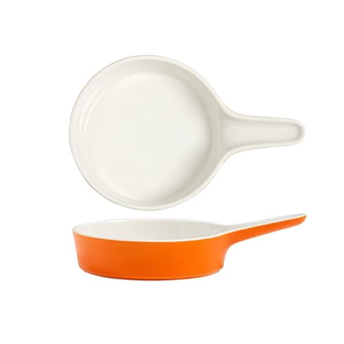 Lasagneform Keramik-Auflaufform mit einem Griff, Dessertteller for den Haushalt, Snackteller im europäischen Stil, im Ofen gebackener Reisteller, mikrowellengeeignet Stapelbares(Orange) von LJHFG63KUYT