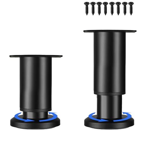 LJMbed 2 Stück Möbelfüße Schwarz Metall, Möbelfüß Höhenverstellbar Set 25cm-42cm Einstellbar Stahl Bettfüße Ersatz Stützfüße Tischbeine für Möbel Sofa Bett. (Schwarz-2, 8cm-12cm) von LJMbed