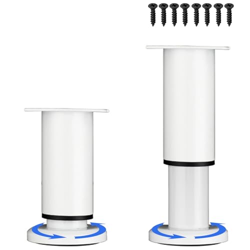 LJMbed 2 Stück Möbelfüße Metall, Möbelfüß Höhenverstellbar Set 25cm-42cm Einstellbar Stahl Bettfüße Ersatz Stützfüße Tischbeine für Möbel Sofa Bett. (Weiß-2, 12cm-18cm) von LJMbed