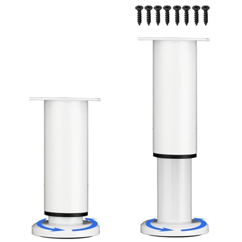 LJMbed 2 Stück Möbelfüße Metall, Möbelfüß Höhenverstellbar Set 25cm-42cm Einstellbar Stahl Bettfüße Ersatz Stützfüße Tischbeine für Möbel Sofa Bett. (Weiß-2, 18cm-31cm) von LJMbed