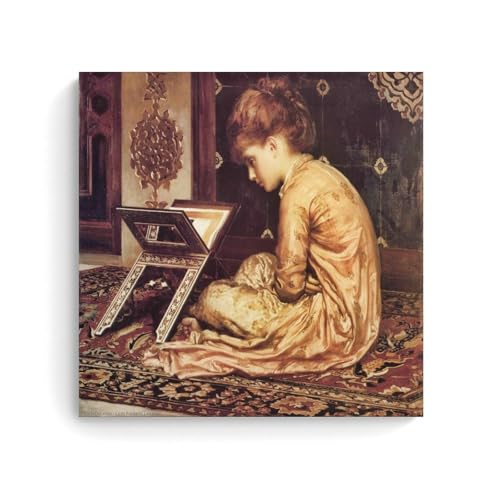LJPENART Frederic Leighton Poster (Study At A Reading Desk Artworks Picture Print Wall Art Painting Canvas Decor Homes Decorative 50 x 50 cm) von LJPENART