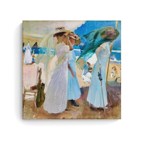 LJPENART Joaquín Sorolla Poster (Unter der Markise, Zarauz), Kunstdruck auf Leinwand, Kunstwerke, Idee, Raum, ästhetisch, 50 x 50 cm von LJPENART