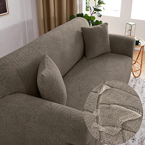 Couch überzug Wasserdicht,Stretch Sofabezug für 1 2 3 4 Sitzer mit Armlehne,Anti-Rutsch Sofa Überzug Jacquard Sofahusse Sofaüberzüge Sofa Abdeckung Schonbezug Couchbezug,taupe-2seat:145-185cm von LJQAIZYL