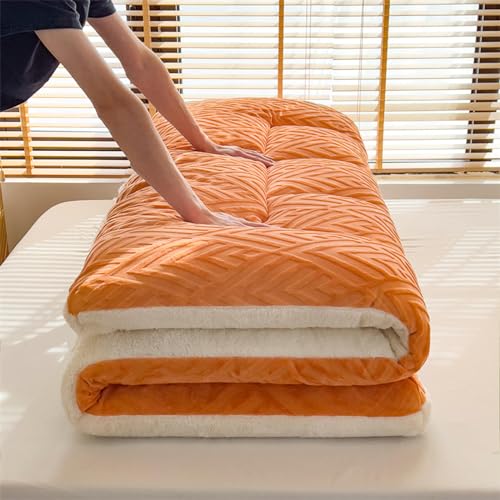 Futon Matratze Dicke Japanische Bodenmatratze Dicker Futon Matratze Warme Winter Tatami-matte Flauschige Lamm Kaschmir Klappmatratze Schlafpad Doppelseitiges Rollmatratze Schlafunterlage ,C-90x200cm von LJQAIZYL