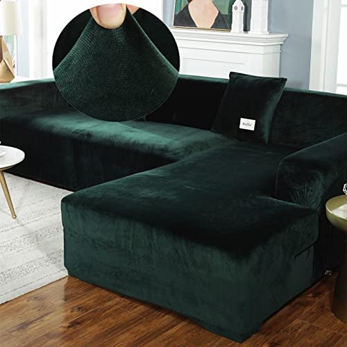 LJQAIZYL Samt Sofabezug Ecksofa L Form Couchbezug,Elastische Lounge-Sessel Sofaüberzug Stretch Couch überzug U Form Sofahusse Waschbare Katzen Hunden Möbelschutz,Green-2seats:145-185cm LJQAIZYL Samt Sofabezug Ecksofa L Form Couchbezug,Elastische Lounge-Sessel Sofaüberzug Stretch Couch überzug U Form Sofahusse Waschbare Katzen Hunden Möbelschutz,Green-2seats:145-185cm von LJQAIZYL