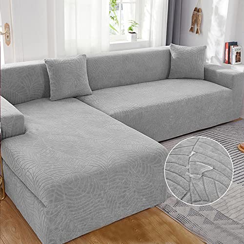 Sofa überzug L Form Wasserdicht,2 Stück Couch überzug Ecksofa L Form Rechts Links, Jacquard Chaiselongue Sofa Schonbezug ,Sofabezug Sofahusse Couchbezug für Sektionssofa (GreyA, 2seats+3seats) von LJQAIZYL