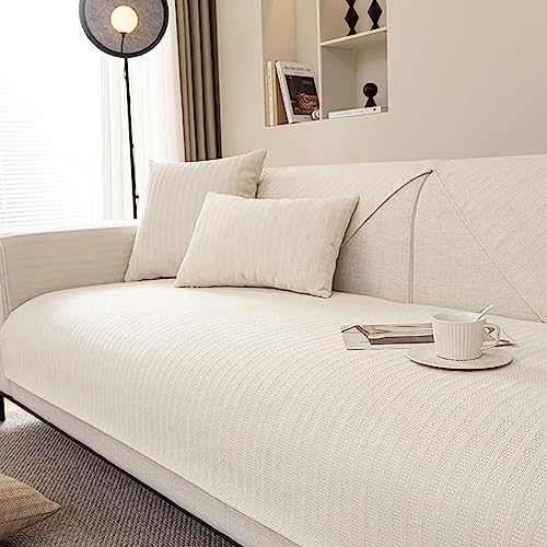 LJQAIZYL Sofabezug rutschfeste Sofaüberwürfe1 2 3 4 Sitzer Chenille Couchbezug L Form Sofahusse Ecksofa Sofa Überzug Anti-Rutsch Sofa/Couch überwurfdecke/überwurf Sofaschoner Für Hunde,White-70 * 120 von LJQAIZYL