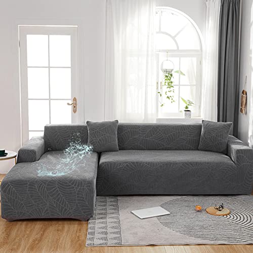 LJQAIZYL Sofaüberzug Eckcouch Wasserdicht,Sofabezug L Form Links Rechts,Couchüberzug Elastisch U-förmiges,Sofahusse Couchbezug Couch Hussen 1 2 3 4 Sitzer Jacquard Sofabezüge,GreyA-3seats+4seats von LJQAIZYL