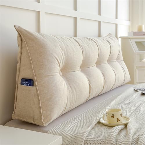 Lesekissen für Bett und Sofa 140/160 Bett Rückenkissen GrauBeige Bequemes Bett Kopfteil Kissen Groß Lang Keilkissen Waschbar Rückenlehne Kissen Dreieckskissen Rückenpolster für Wand(220X20X50cm,Khaki Lesekissen für Bett und Sofa 140/160 Bett Rückenkissen GrauBeige Bequemes Bett Kopfteil Kissen Groß Lang Keilkissen Waschbar Rückenlehne Kissen Dreieckskissen Rückenpolster für Wand(220X20X50cm,Khaki von LJQAIZYL